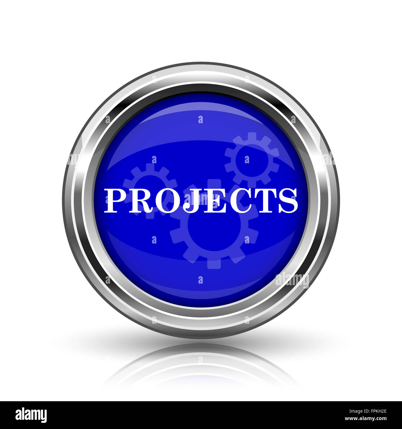 Projects icon. Shiny glossy internet button on white background Stock ...