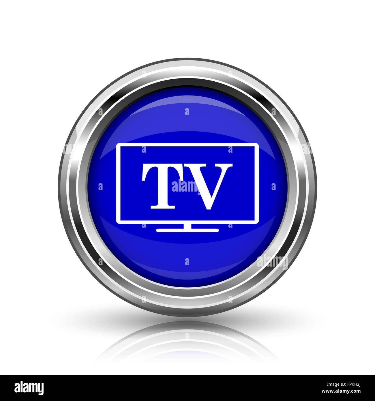 TV icon. Shiny glossy internet button on white background Stock Photo ...