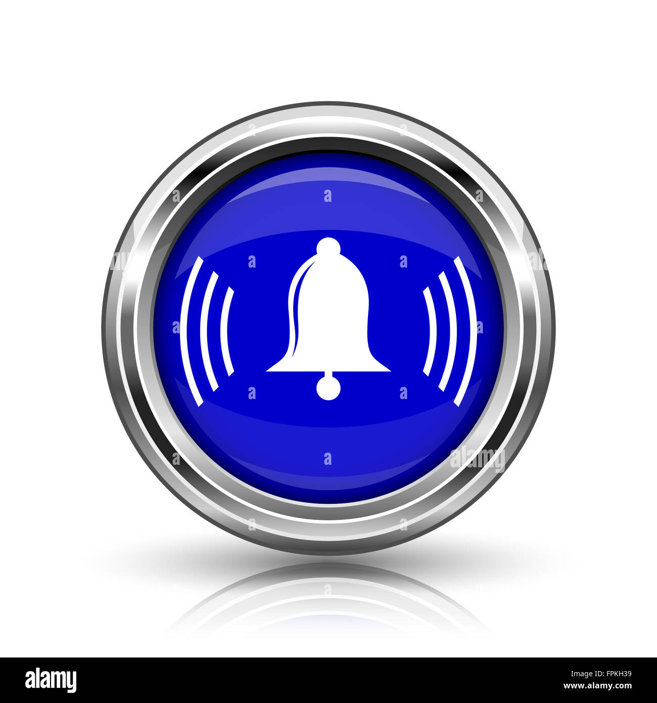 Bell icon. Shiny glossy internet button on white background Stock Photo ...