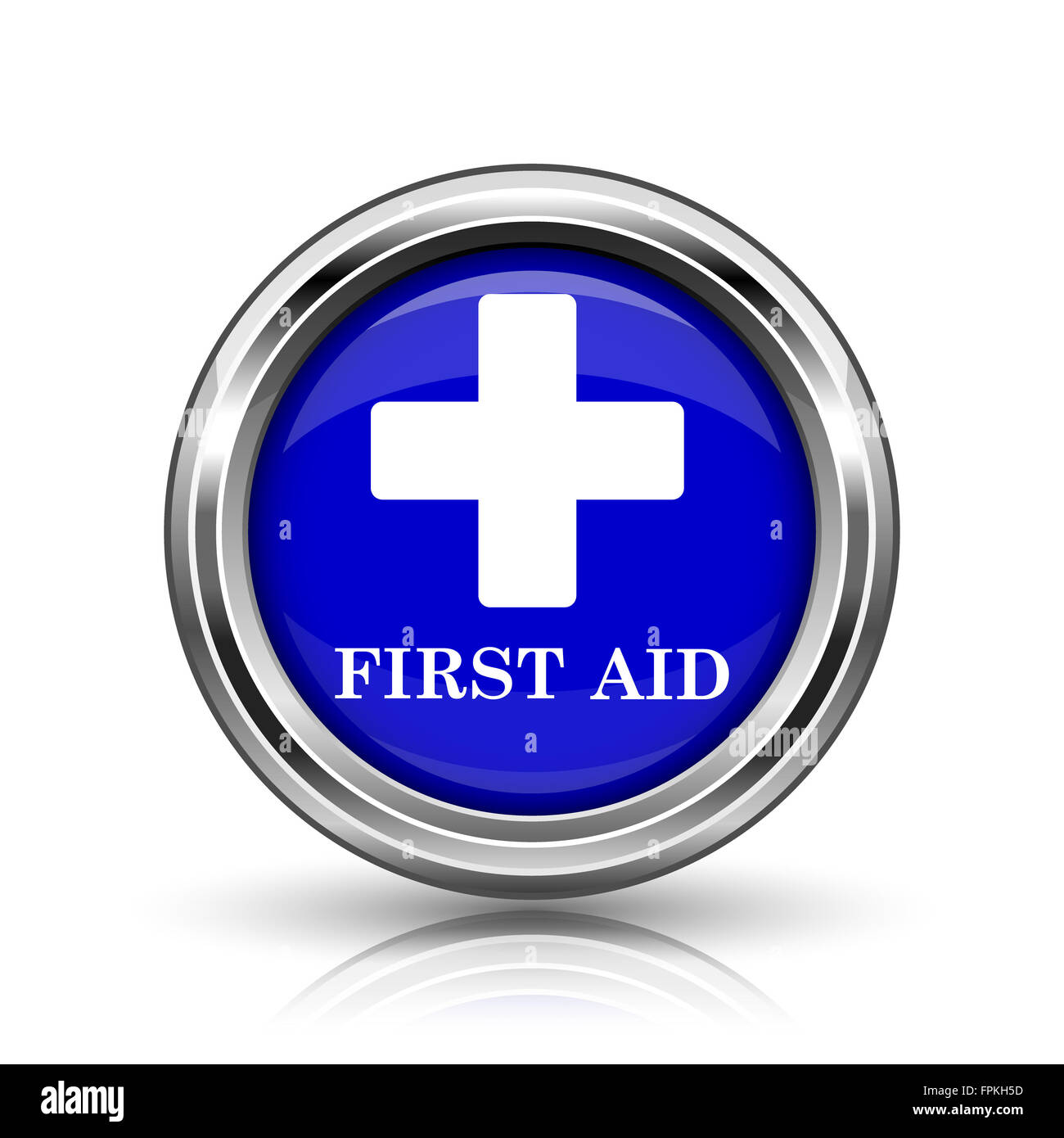 First aid icon. Shiny glossy internet button on white background Stock ...
