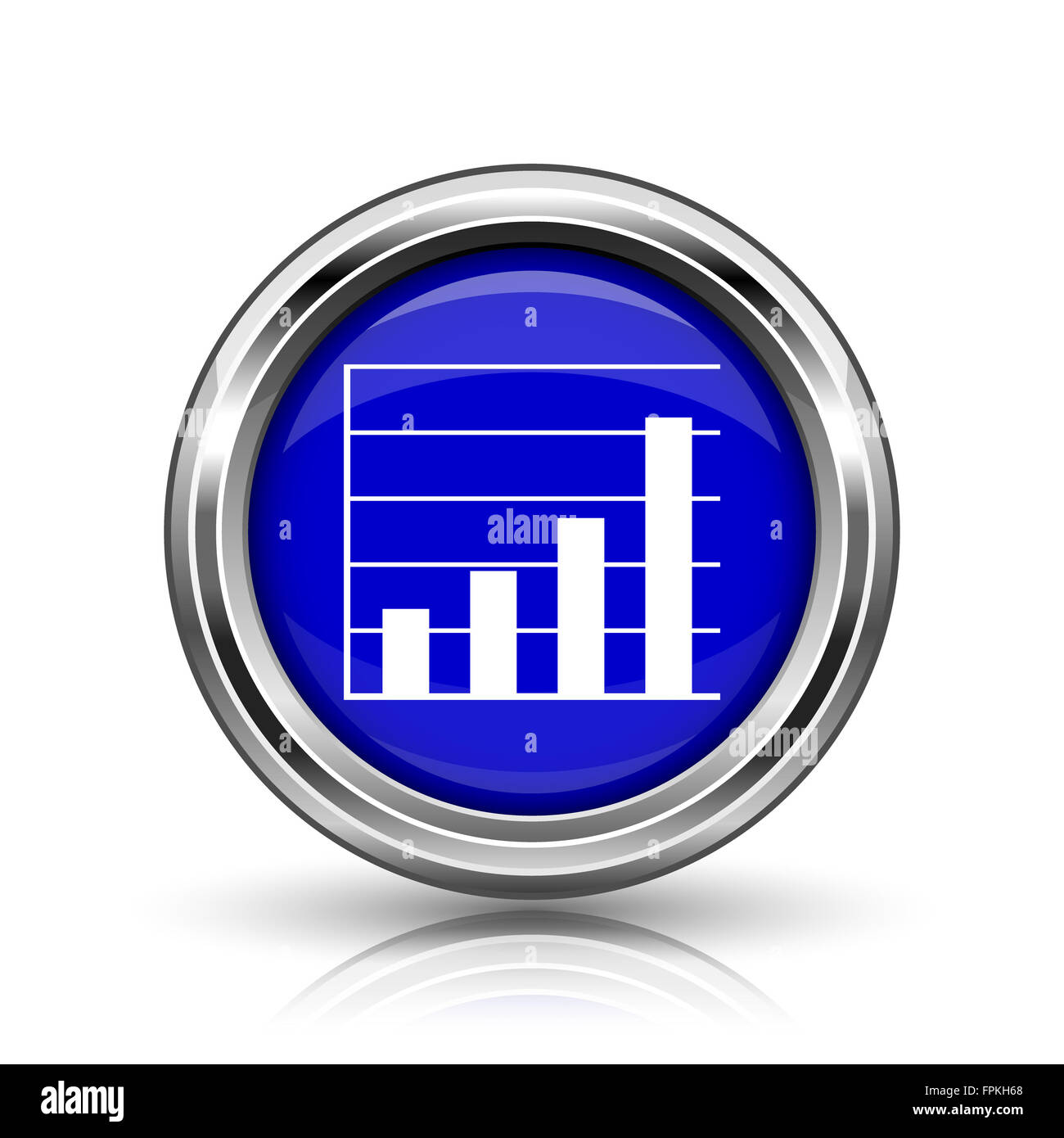 Chart bars icon. Shiny glossy internet button on white background Stock ...