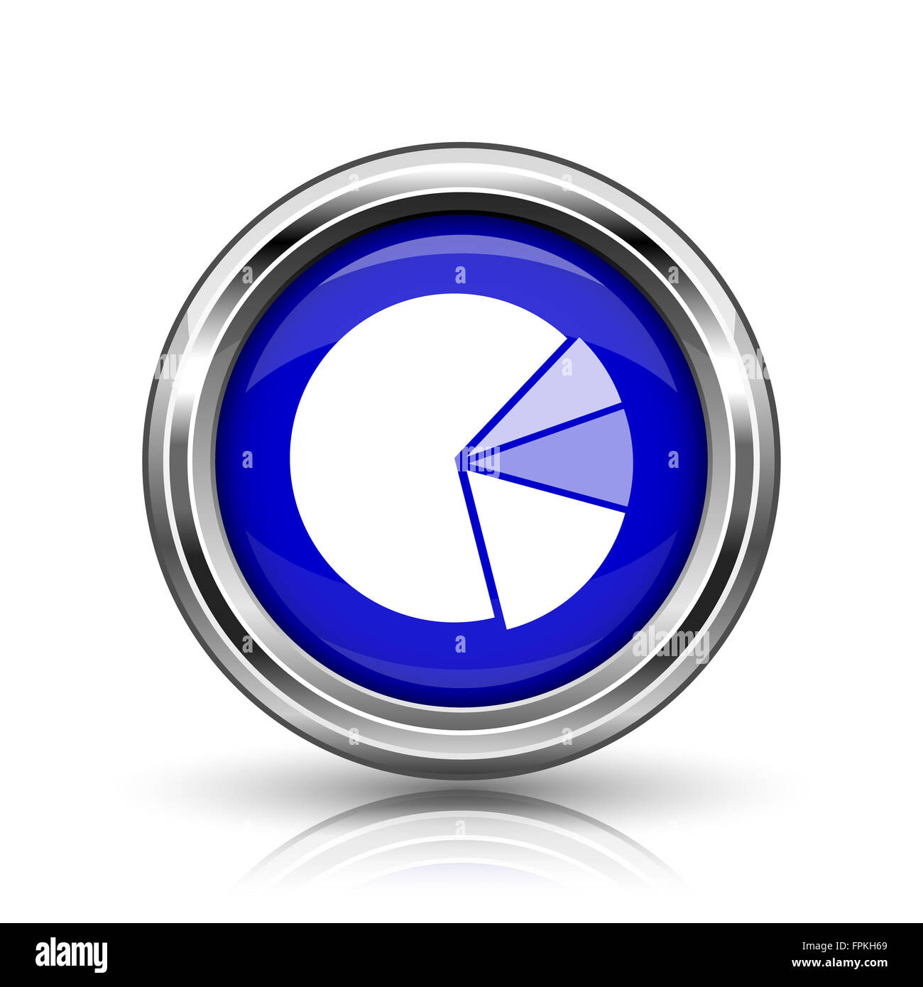 Chart pie icon. Shiny glossy internet button on white background Stock ...