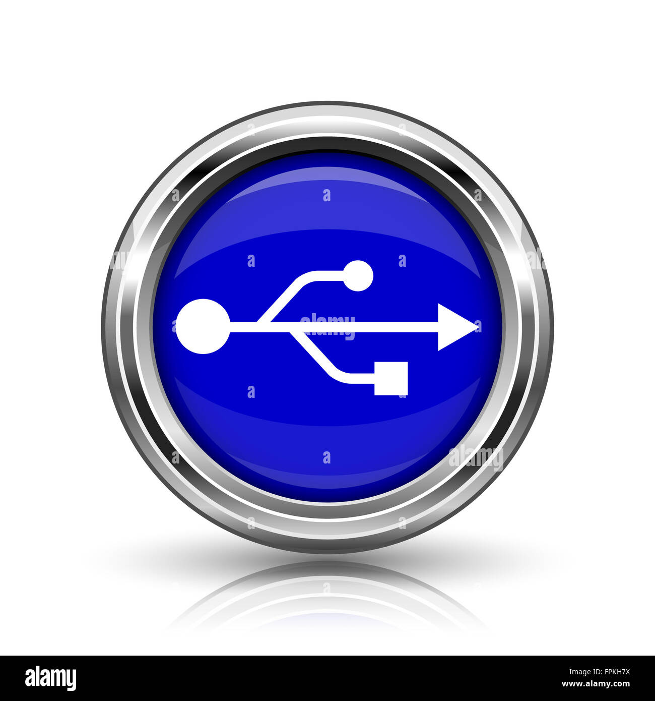 USB icon. Shiny glossy internet button on white background Stock Photo ...