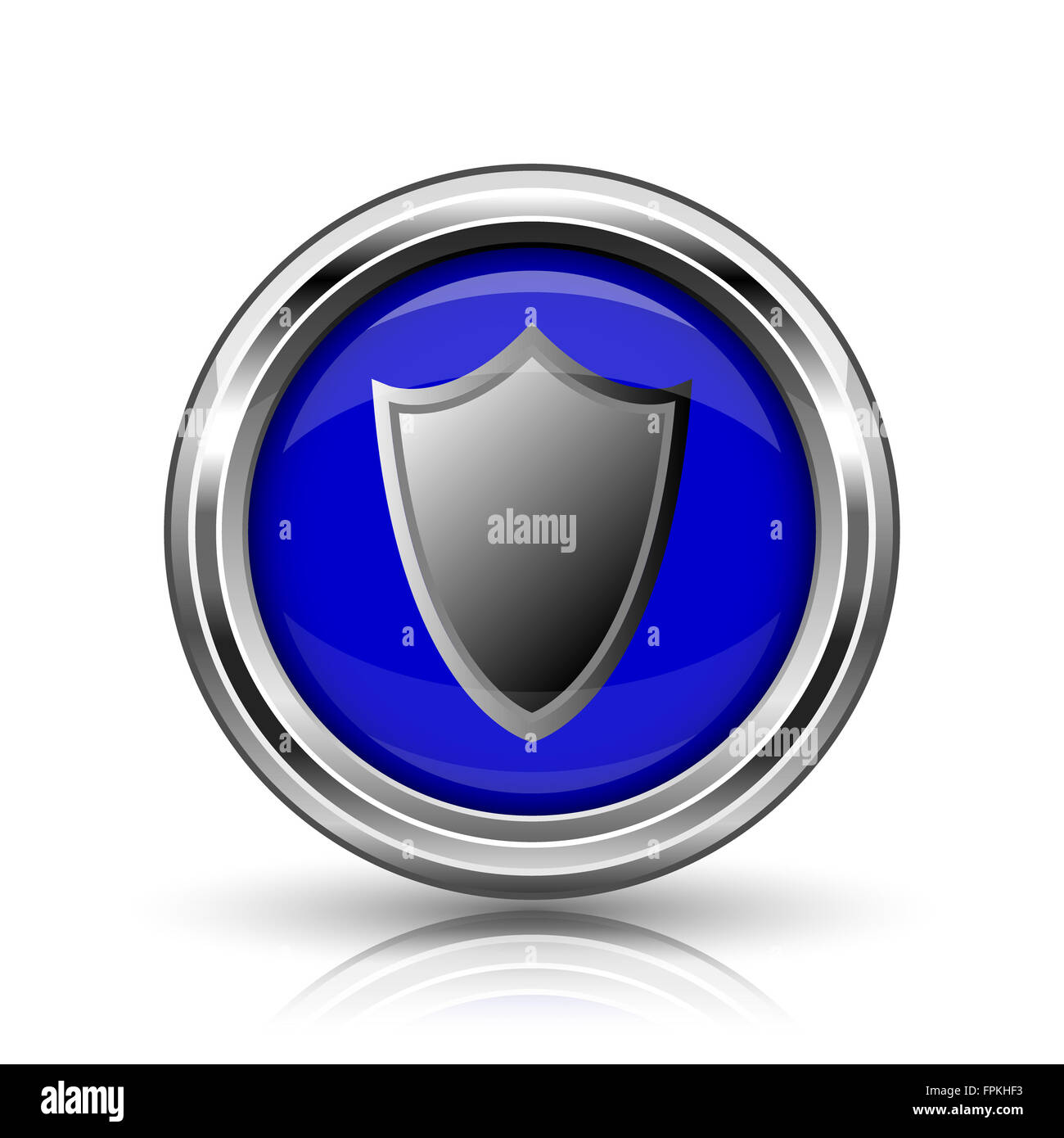 Shield icon. Shiny glossy internet button on white background Stock ...