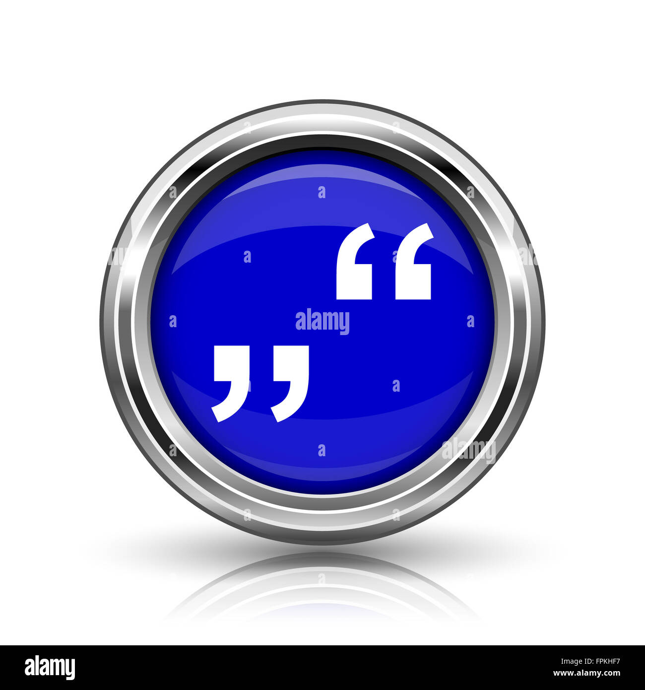 Quotation marks icon. Shiny glossy internet button on white background ...