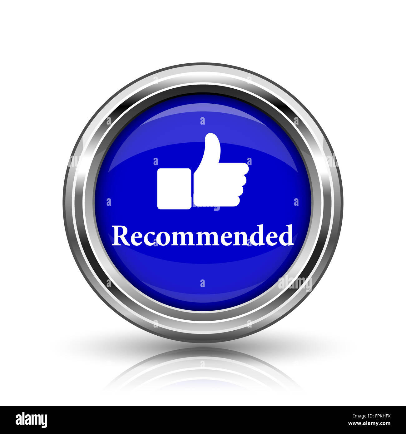 Recommended icon. Shiny glossy internet button on white background ...
