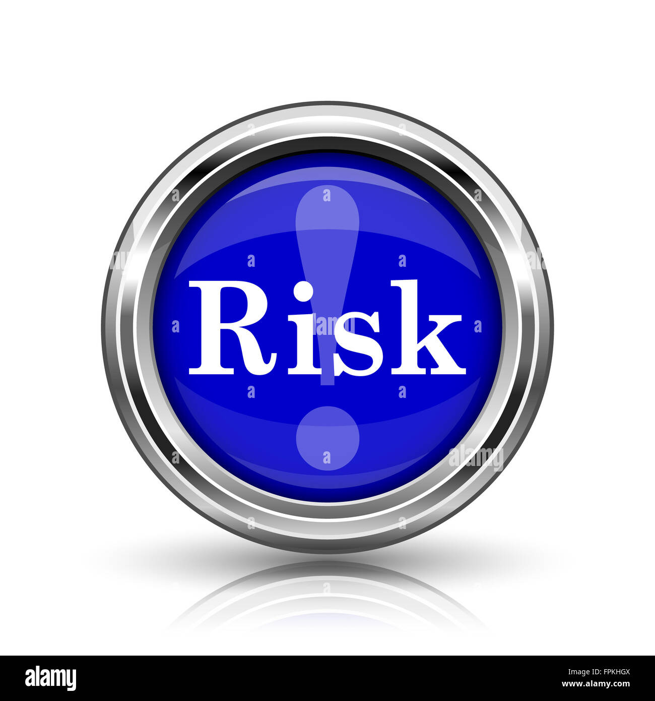 Risk icon. Shiny glossy internet button on white background Stock Photo ...