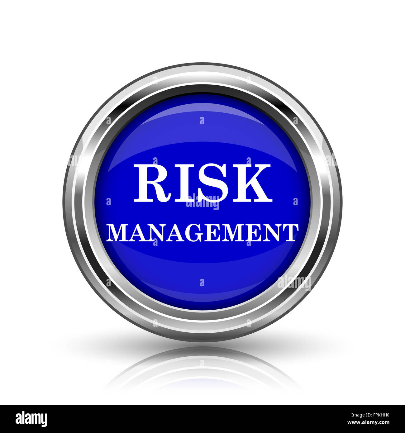 Risk management icon. Shiny glossy internet button on white background ...