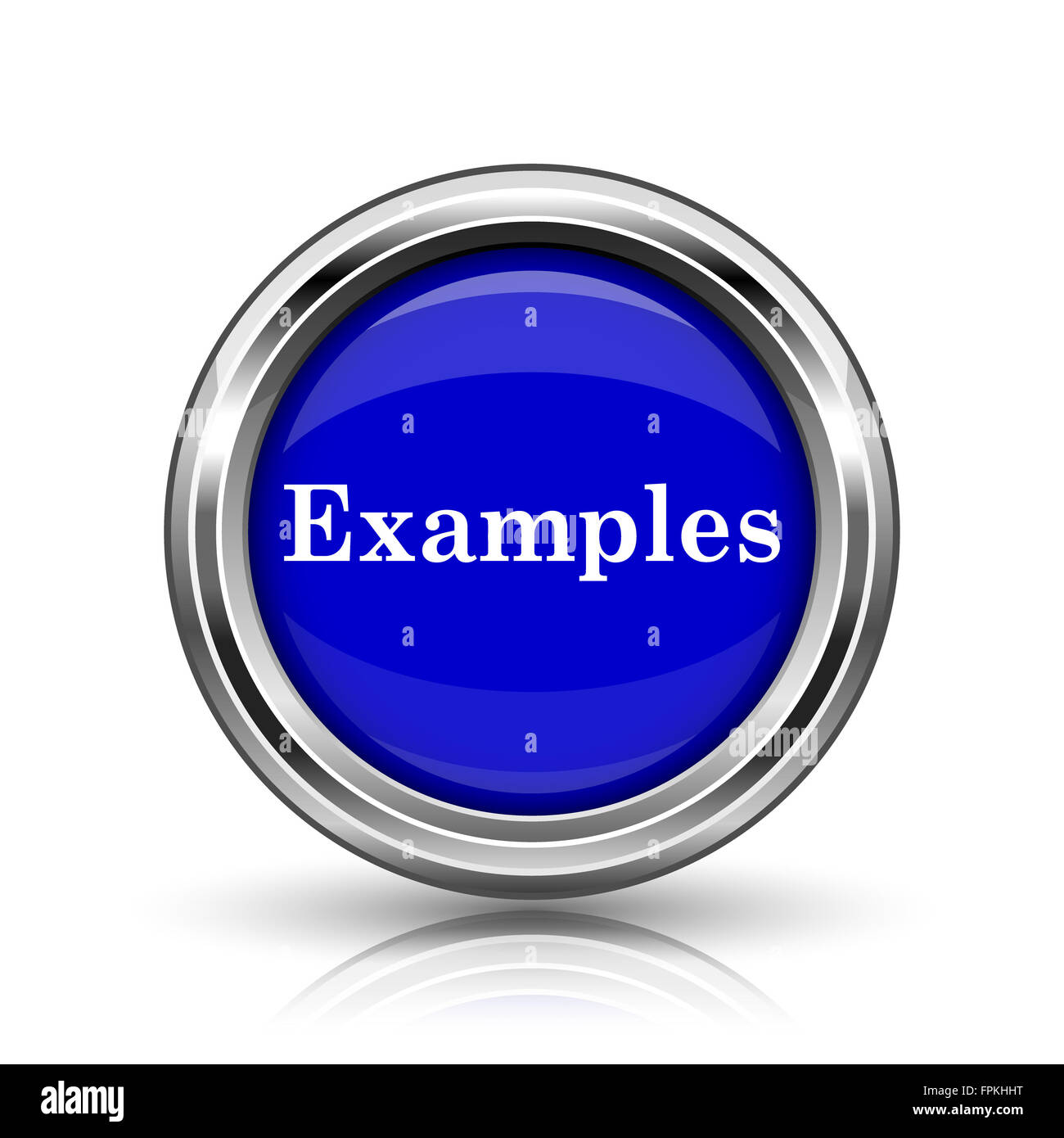 Examples icon. Shiny glossy internet button on white background Stock ...