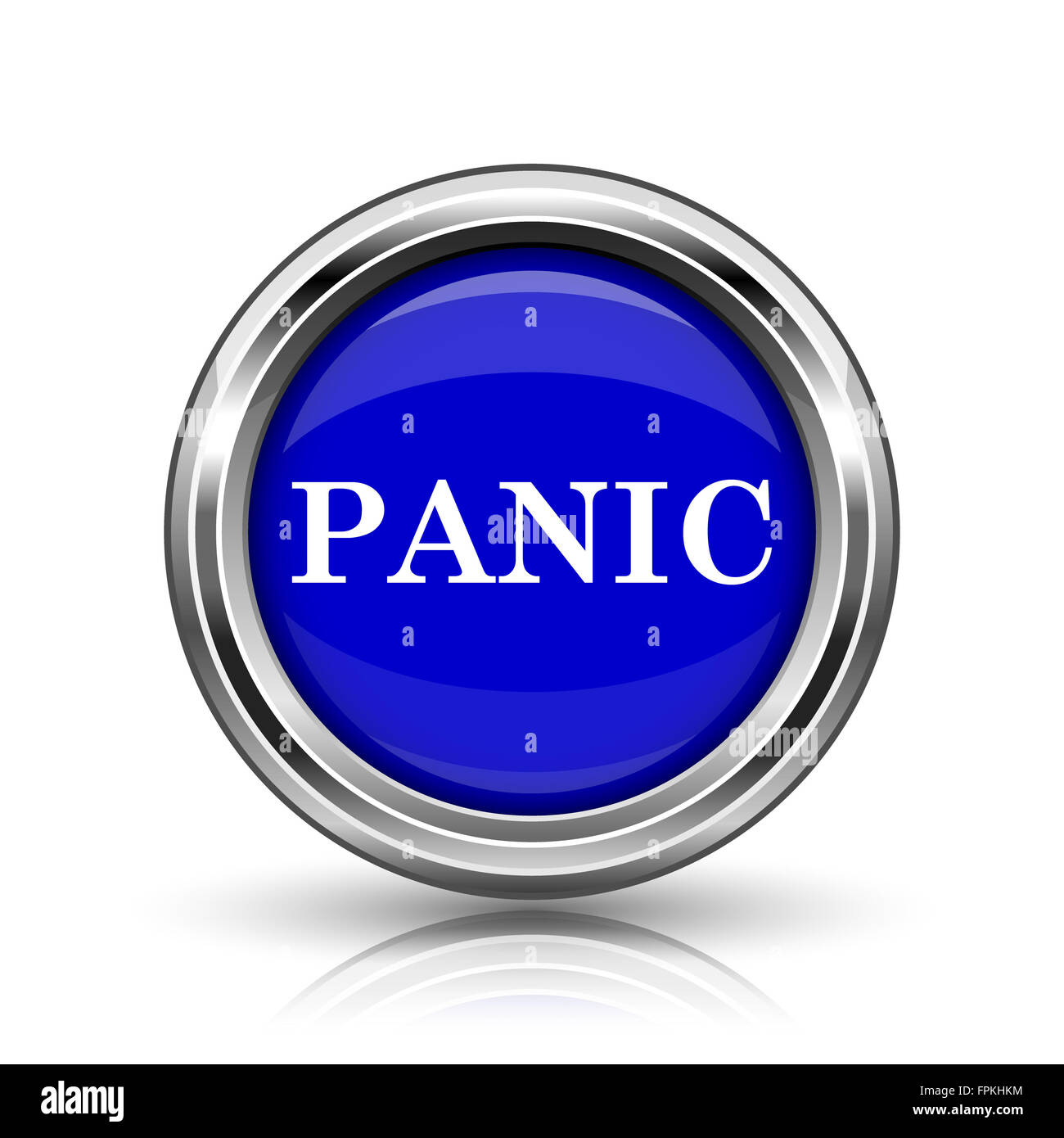 Panic icon. Shiny glossy internet button on white background Stock ...