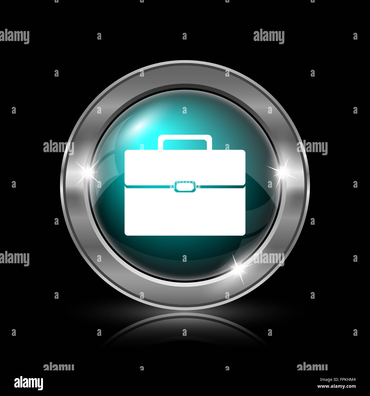 Briefcase icon. Metallic internet button on black background Stock ...
