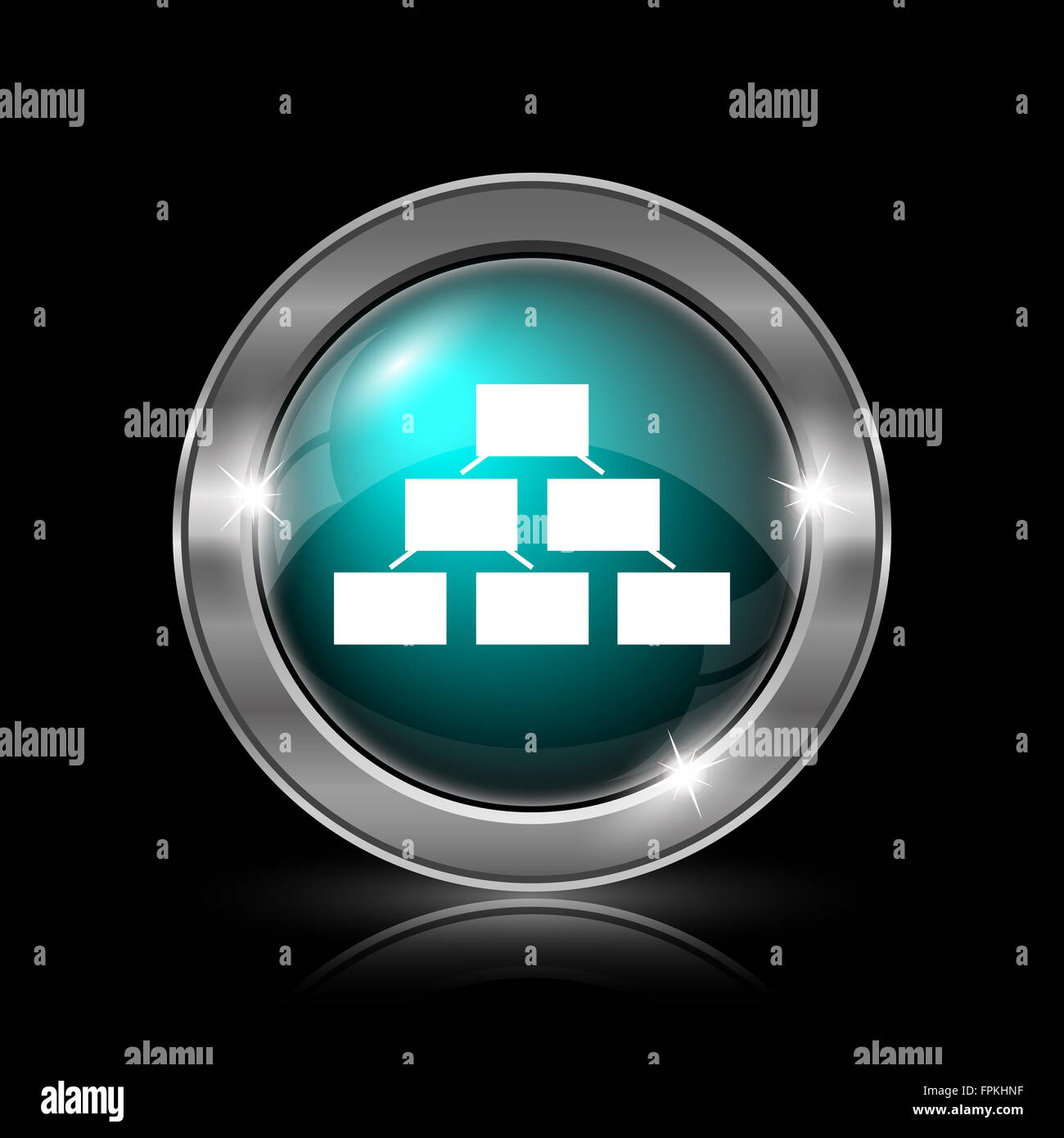 Organizational chart icon. Metallic internet button on black background ...