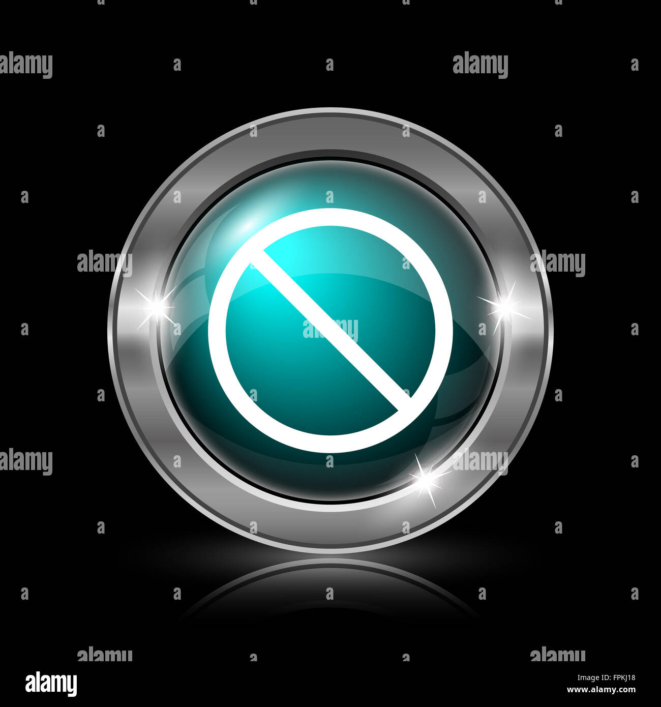 Forbidden icon. Metallic internet button on black background Stock ...