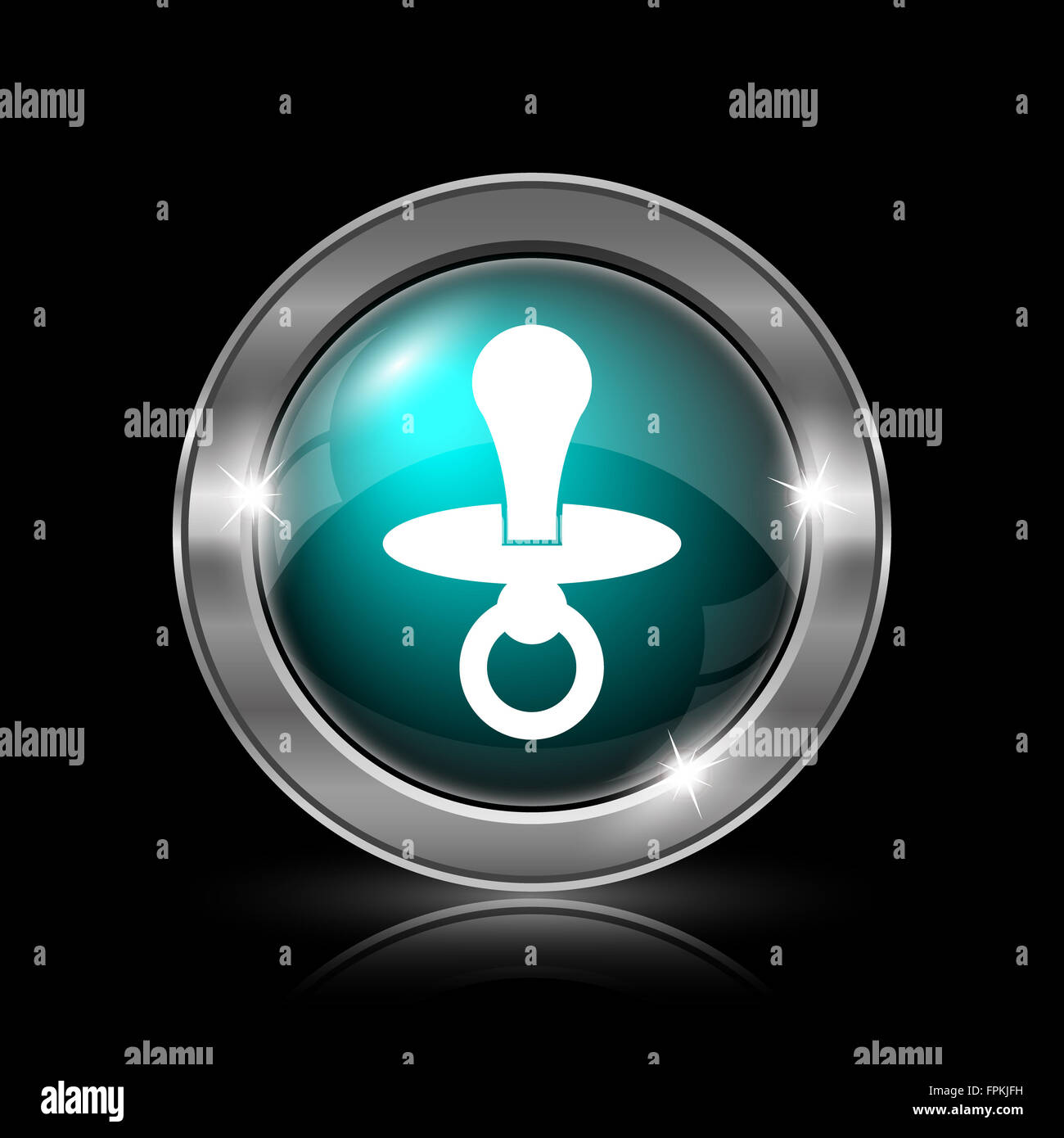 Pacifier icon. Metallic internet button on black background Stock Photo ...