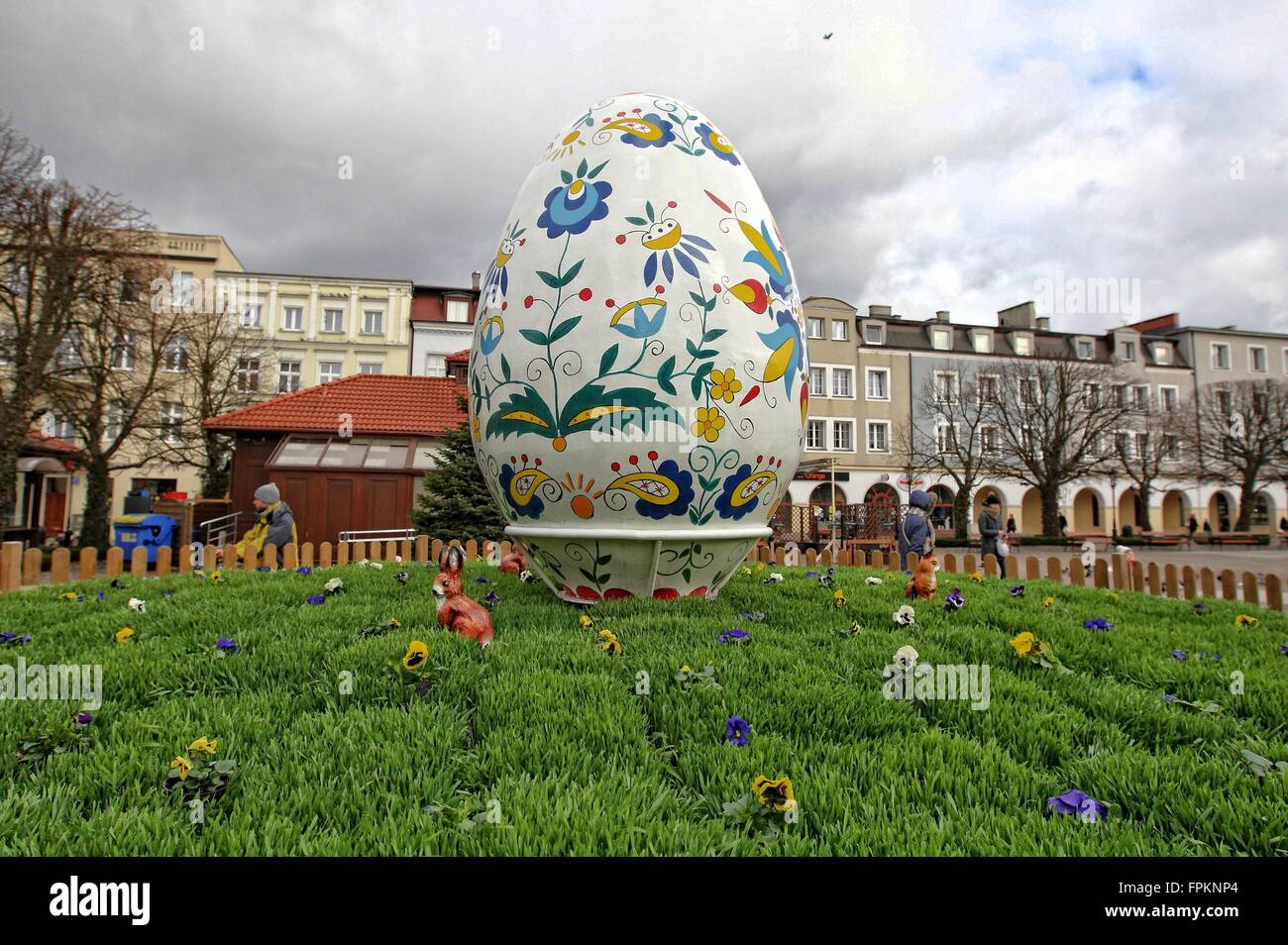 Wejherowo, Poland 19th, March 2016 Giant Easter egg painted in the