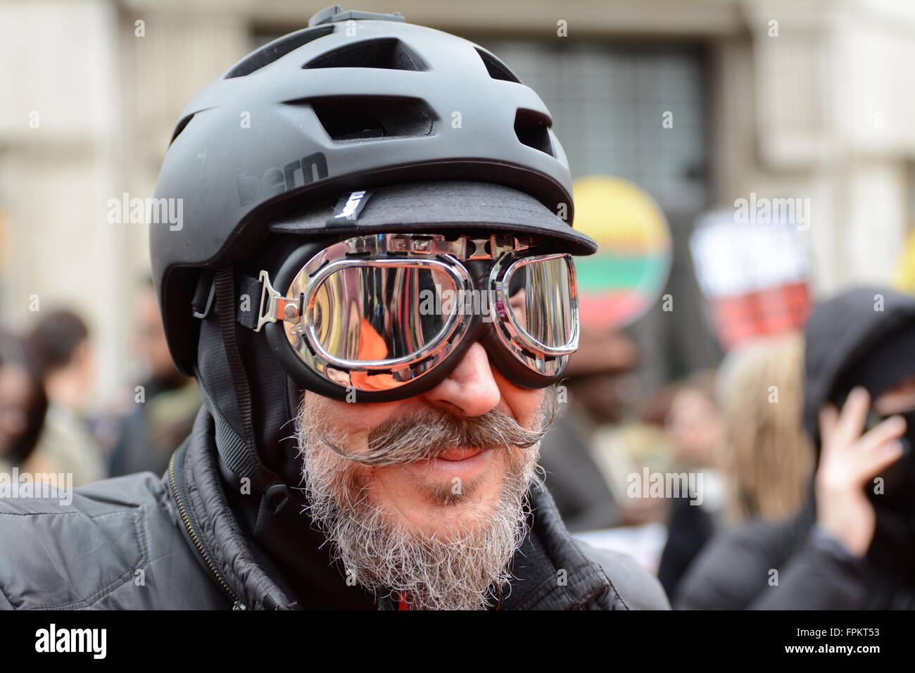 London, UK. March 19th 2016. Protester in a very flambouyant attire. Credit:  Marc Ward/Alamy Live News Stock Photo