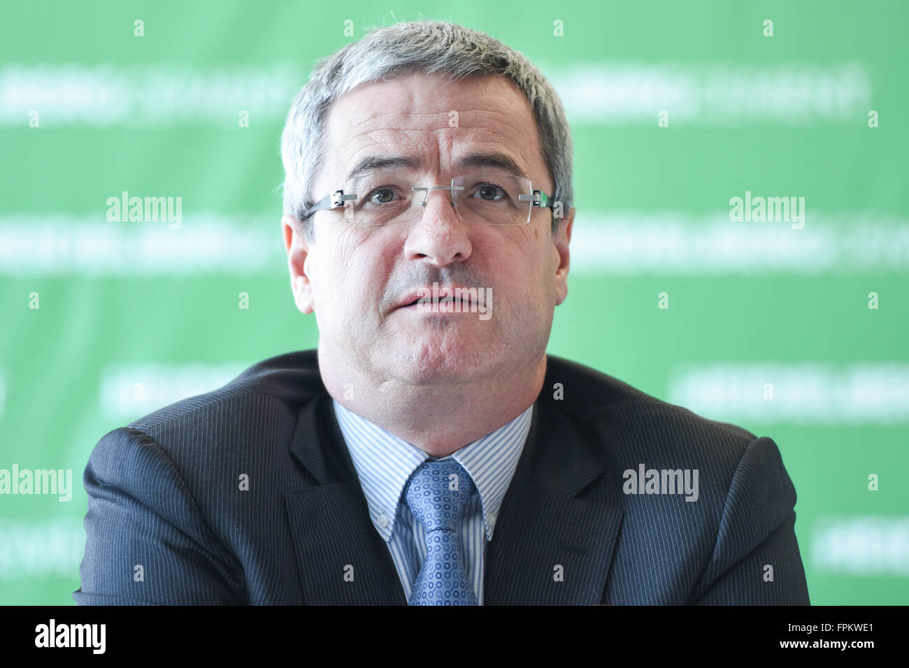 Heidelberg, Germany. 17th Mar, 2016. The CFO of construction material