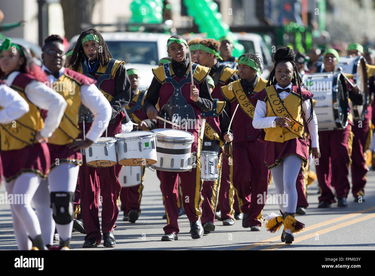 Kansas City, Missouri, USA. 17th Mar, 2016. Marching Cobras marching
