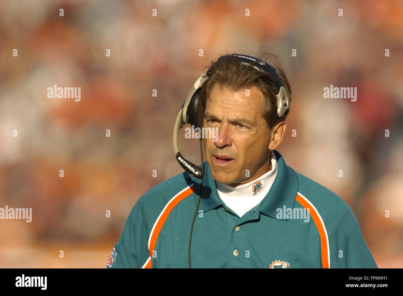 Cleveland, Ohio, USA. 20th Nov, 2005. Miami Dolphins coach Nick Saban on the sidelines during