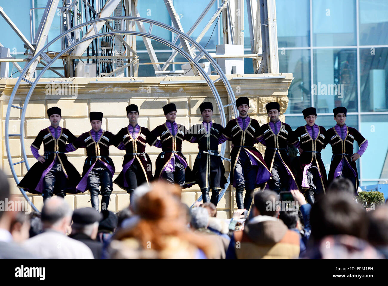 Baku, Azerbaijan. 19th Mar, 2016. Azerbaijani People gather to