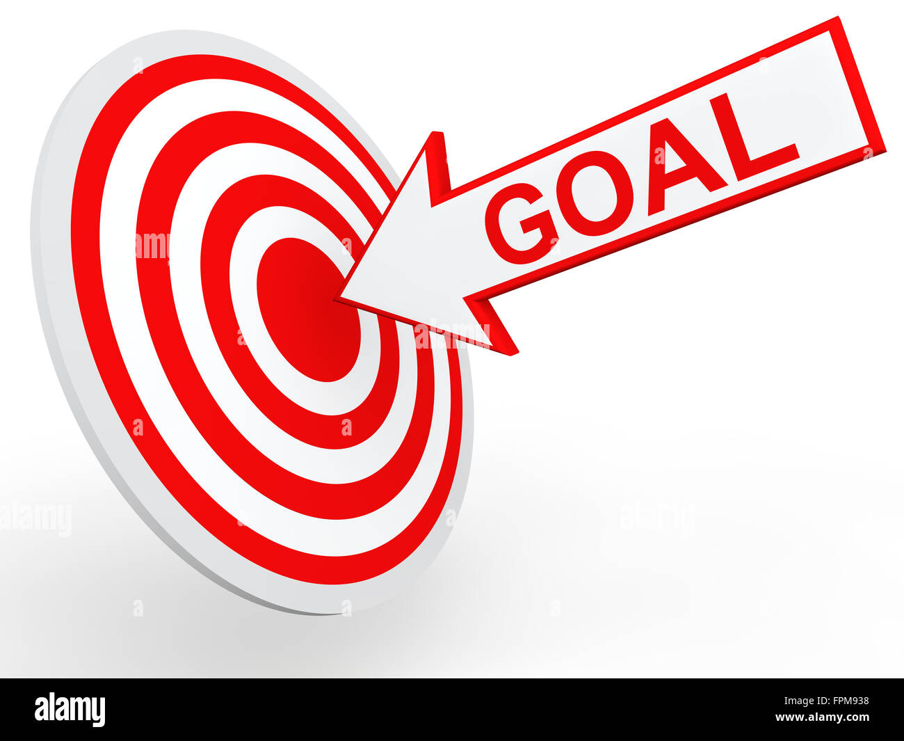 3D render of target board and an arrow with word 'goal' Stock Photo Alamy