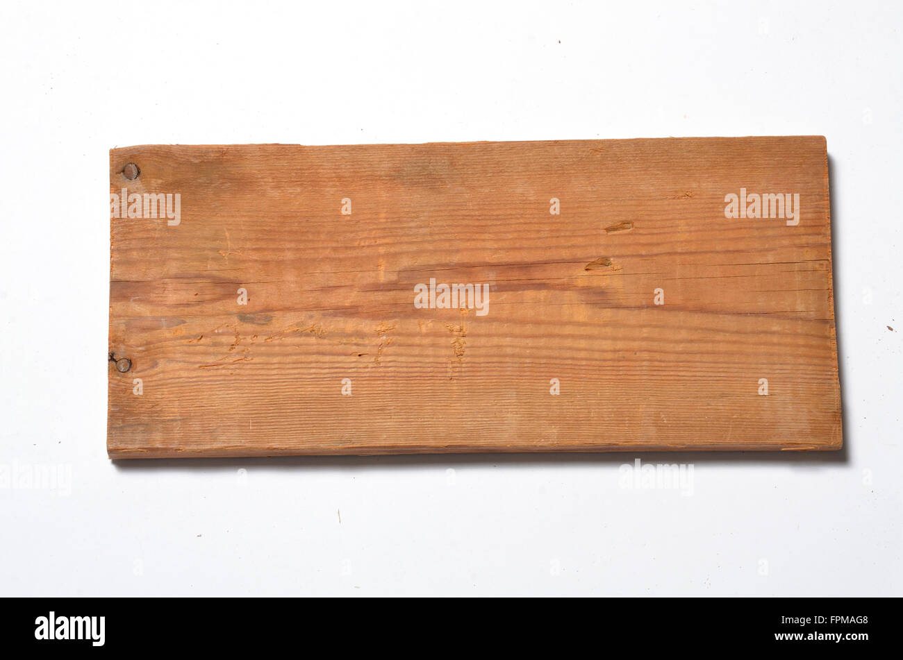 old short piece of wood for signage use Stock Photo
