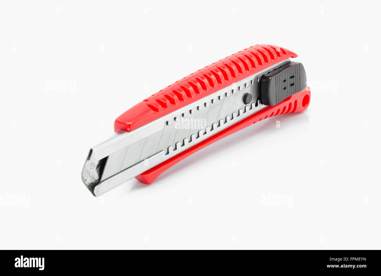 Red - stainless cutter knife on white background Stock Photo - Alamy