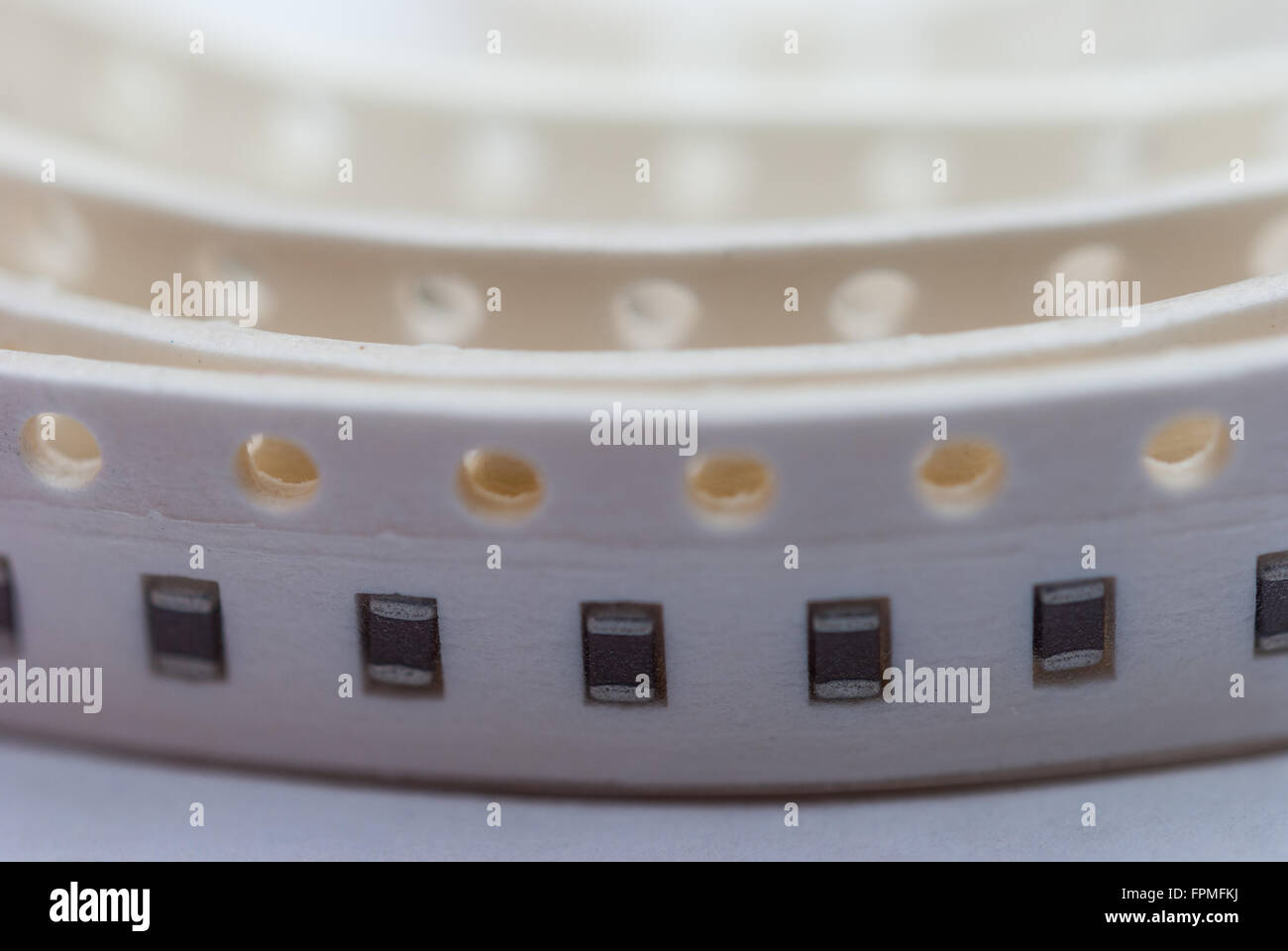 Packed SMD tantalum capacitor  closeup. Stock Photo