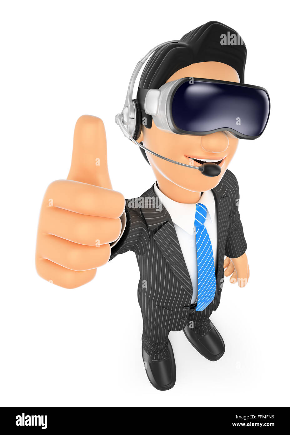3d business people. Businessman with virtual reality glasses. VR. Isolated white background. Stock Photo