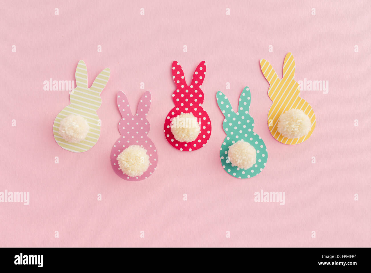 Pom Pom Easter Bunny Craft Stock Photo