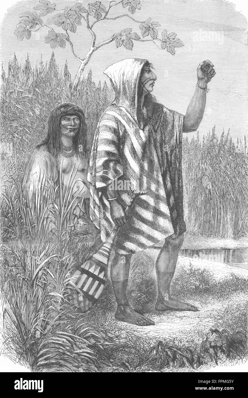 BRAZIL: Zummate Indians of Upper Trombetas, antique print 1880 Stock Photo