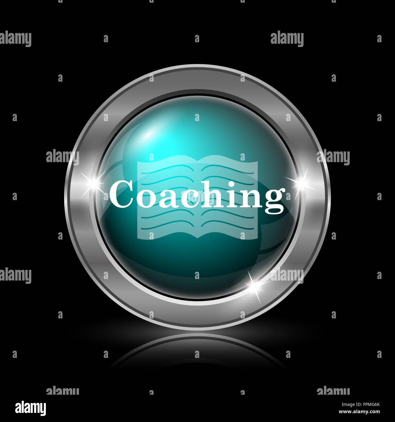 Coaching icon. Metallic internet button on black background Stock Photo ...