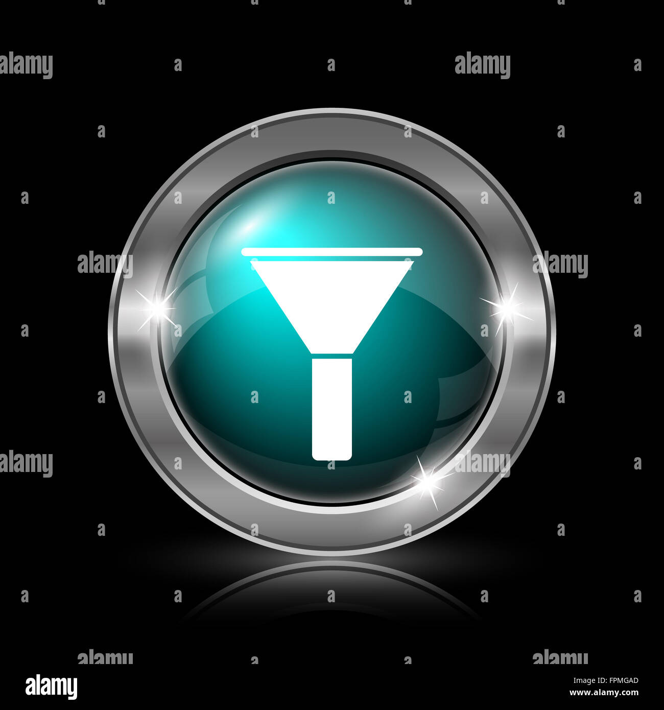 Filter icon. Metallic internet button on black background Stock Photo ...