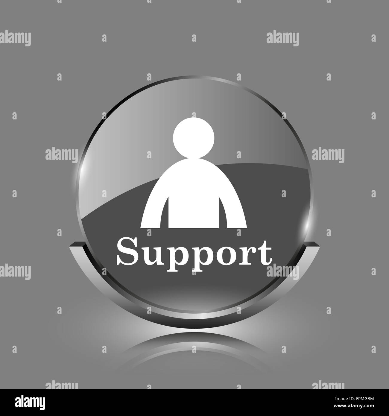 Support icon. Shiny glossy internet button on grey background Stock ...