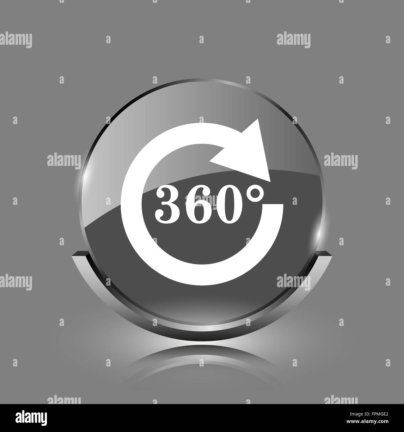 Reload 360 icon. Shiny glossy internet button on grey background Stock ...