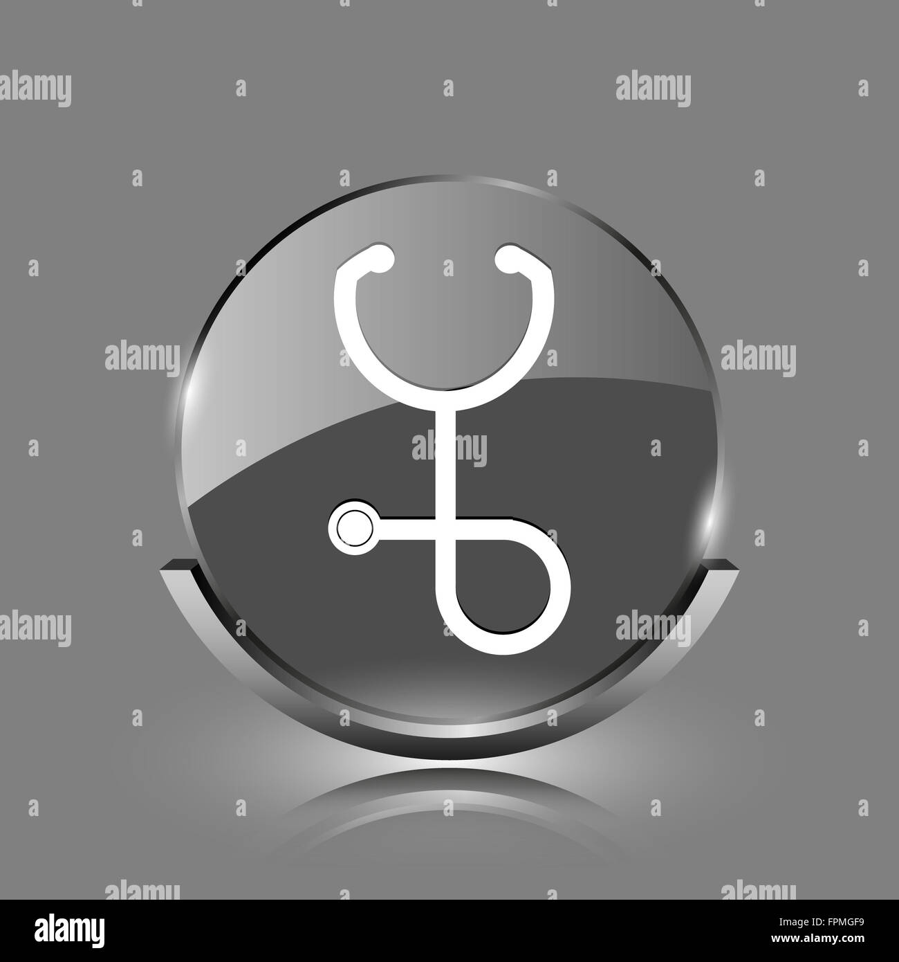 Stethoscope icon. Shiny glossy internet button on grey background Stock ...