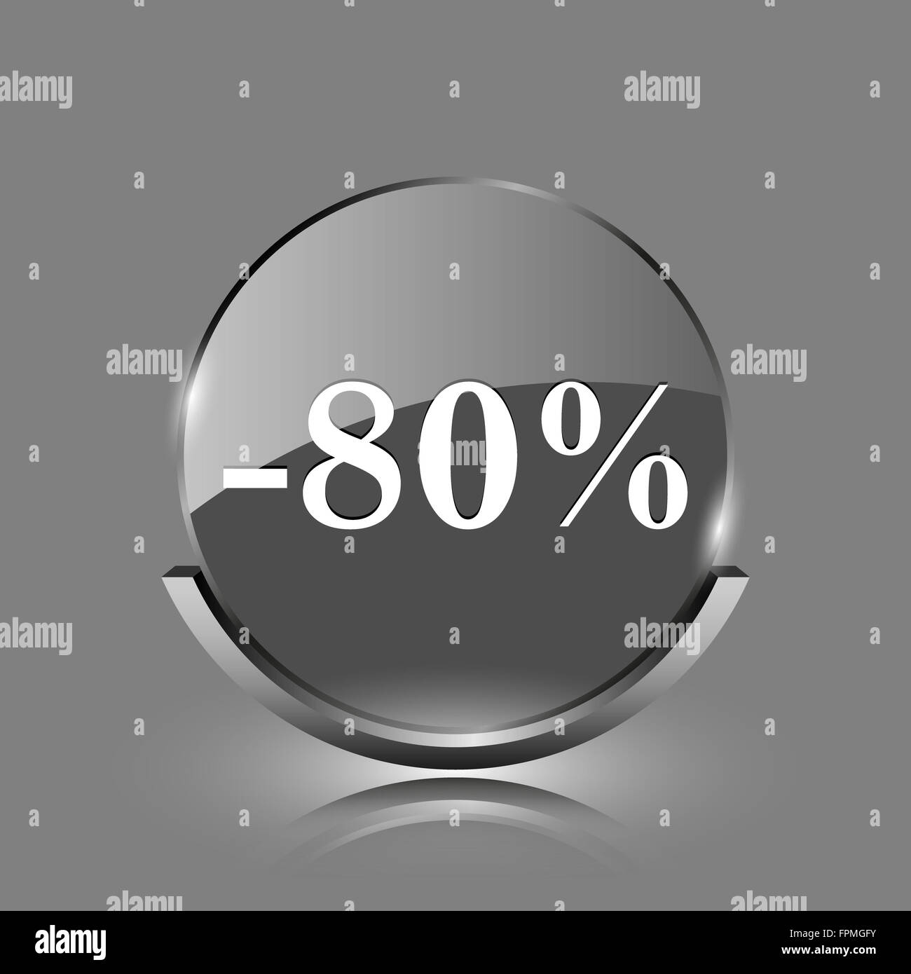 80 percent discount icon. Shiny glossy internet button on grey background. Stock Photo