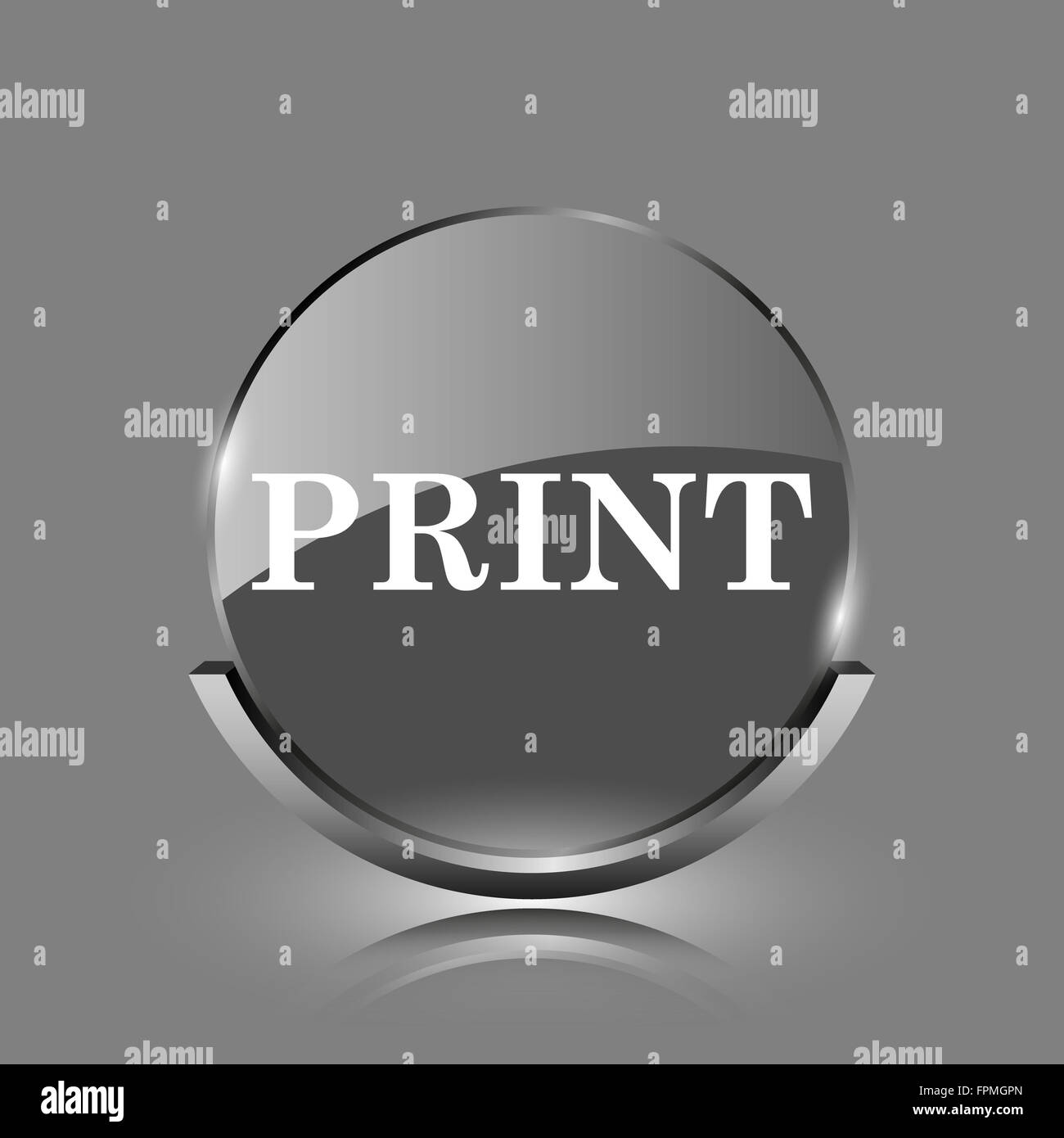 Print icon. Shiny glossy internet button on grey background Stock Photo ...