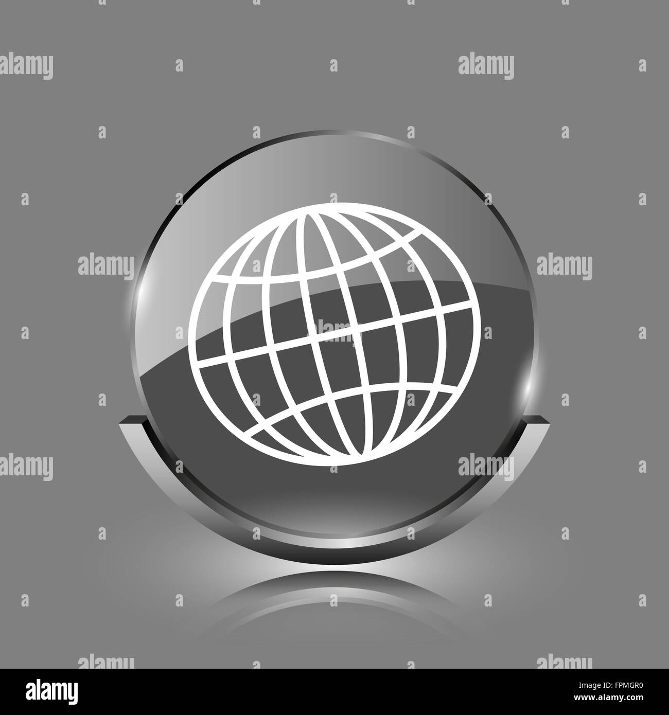 Globe icon. Shiny glossy internet button on grey background Stock Photo ...