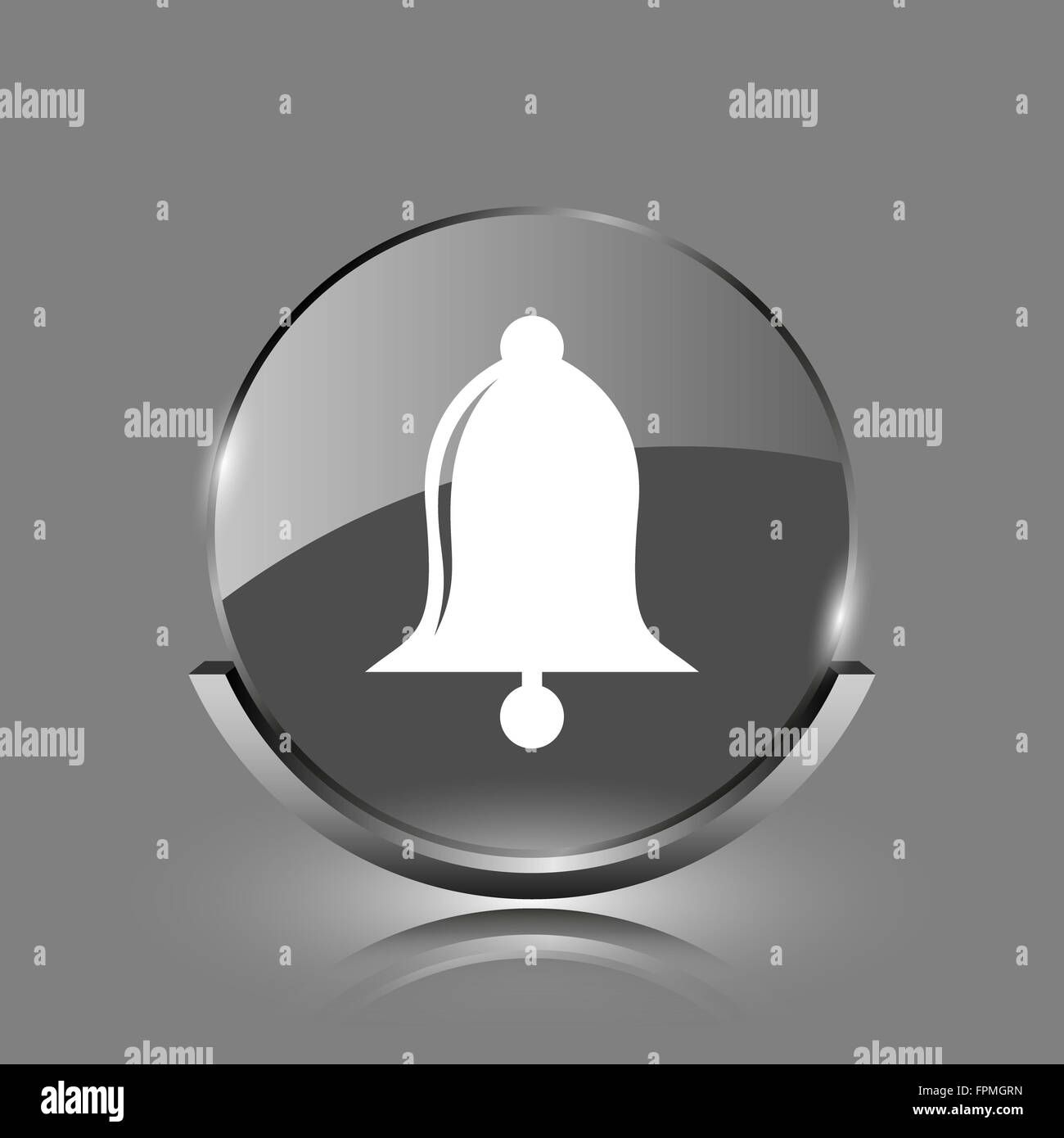 Bell icon. Shiny glossy internet button on grey background Stock Photo ...