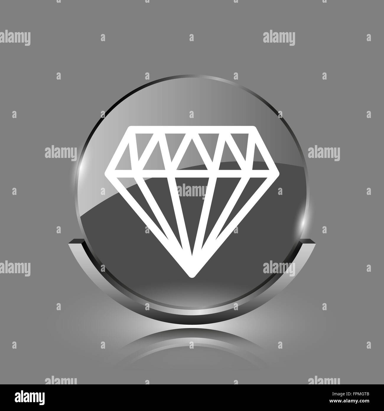 Diamond icon. Shiny glossy internet button on grey background Stock ...
