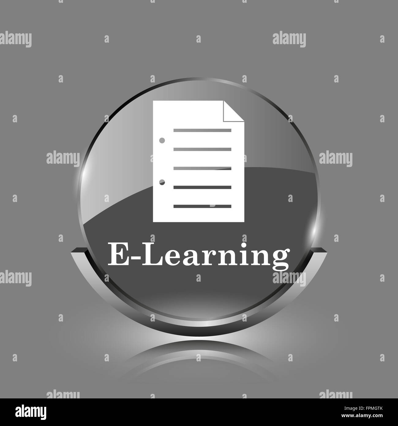 E-learning icon. Shiny glossy internet button on grey background Stock ...