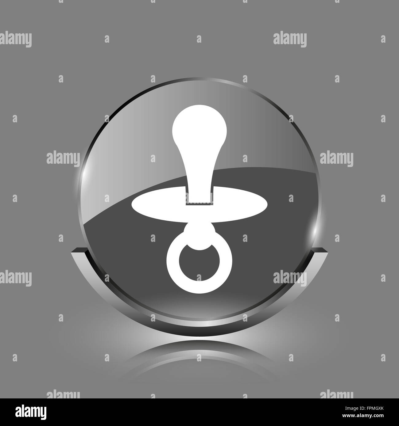 Pacifier icon. Shiny glossy internet button on grey background Stock ...