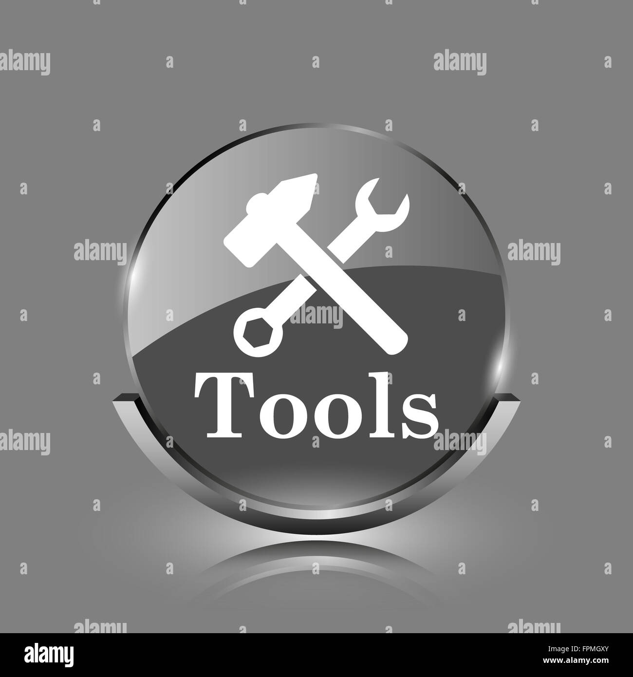 Tools icon. Shiny glossy internet button on grey background Stock Photo ...