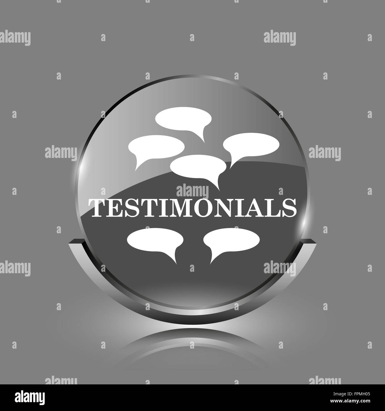 Testimonials icon. Shiny glossy internet button on grey background ...