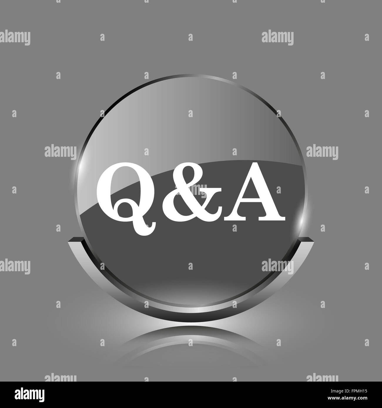 Q&A icon. Shiny glossy internet button on grey background Stock Photo ...