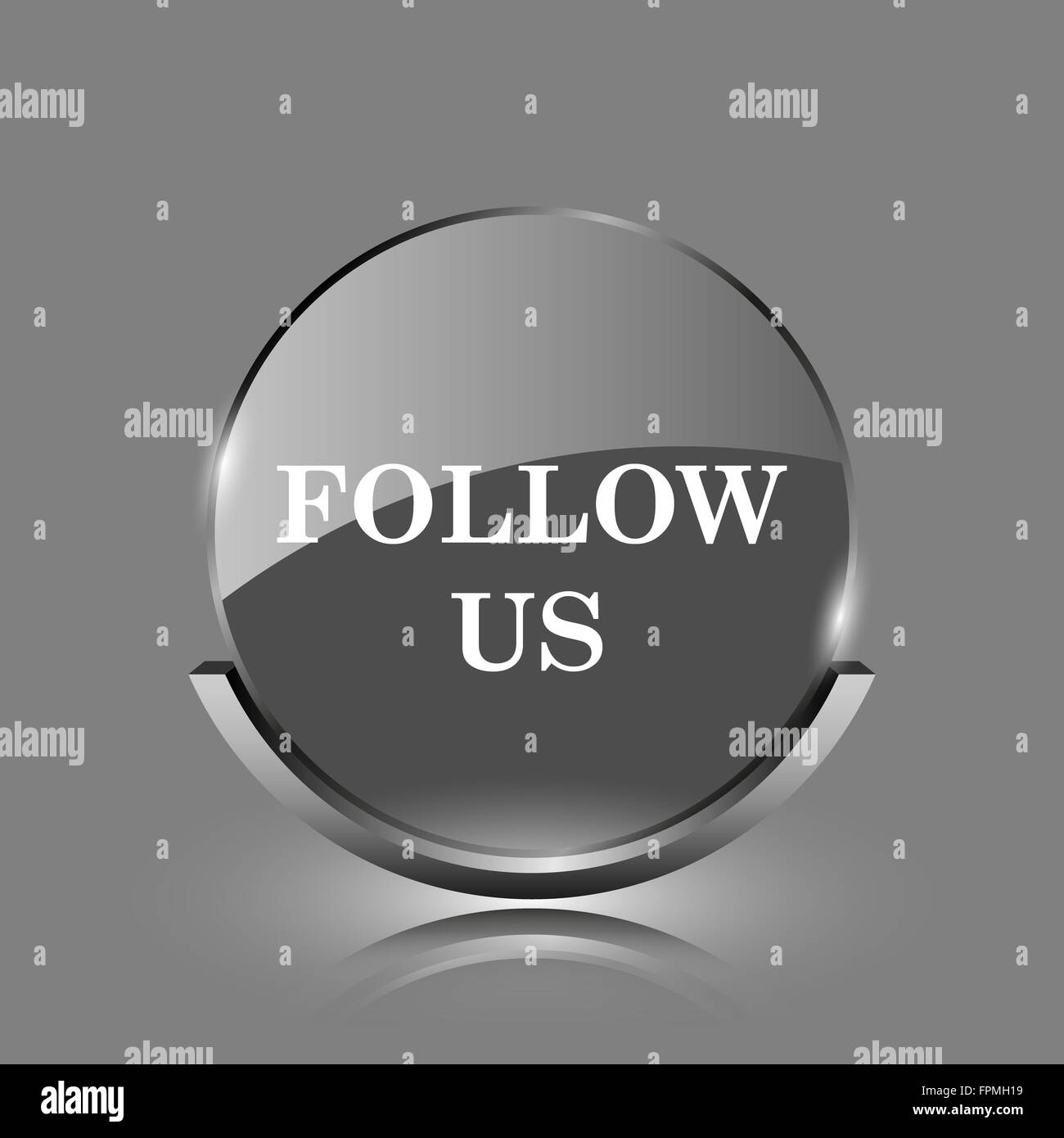 Follow us icon. Shiny glossy internet button on grey background Stock ...