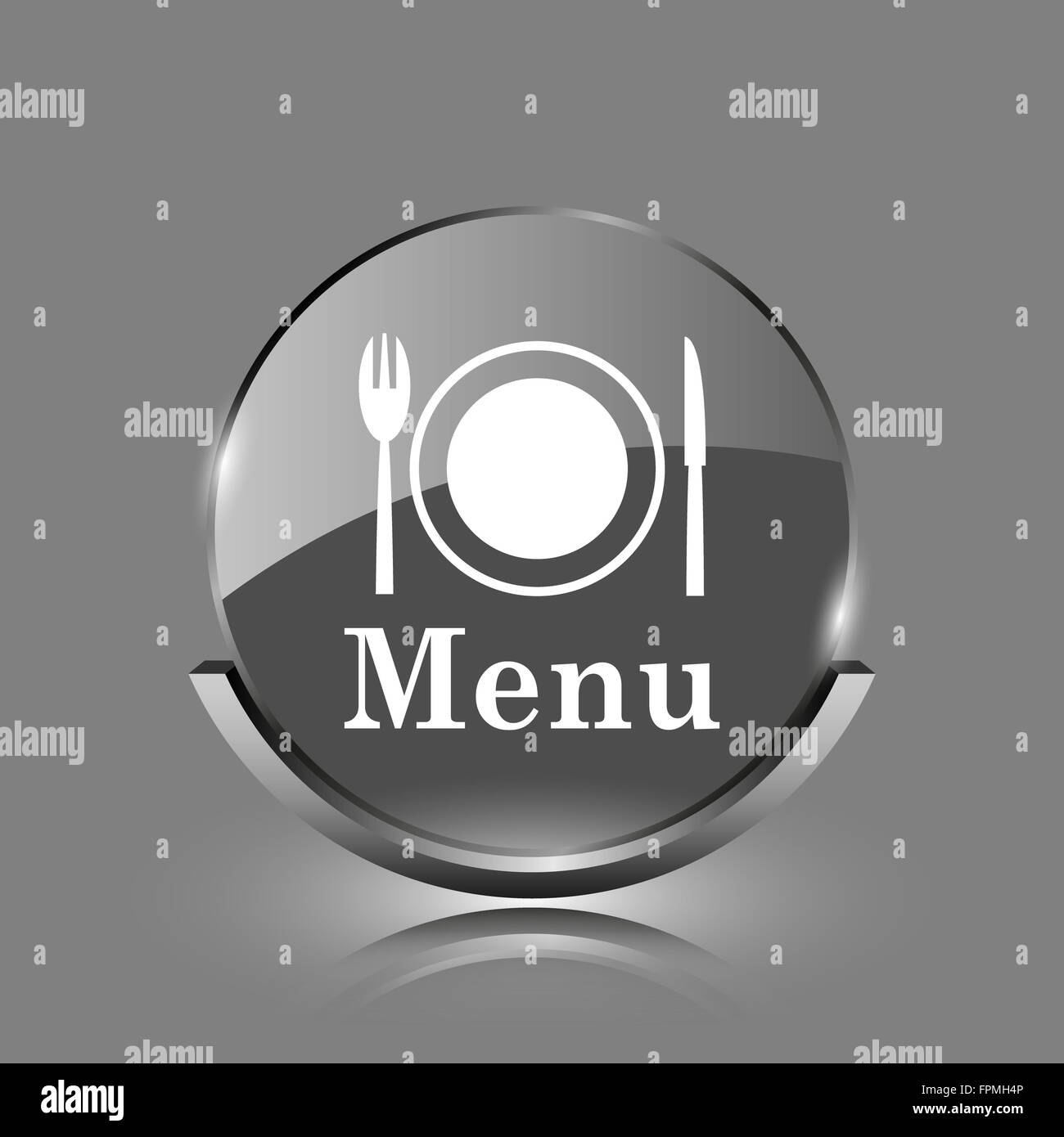 Menu icon. Shiny glossy internet button on grey background Stock Photo ...