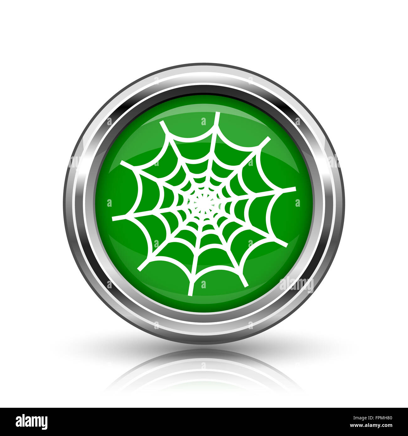 Spider web icon. Metallic internet button on white background Stock ...