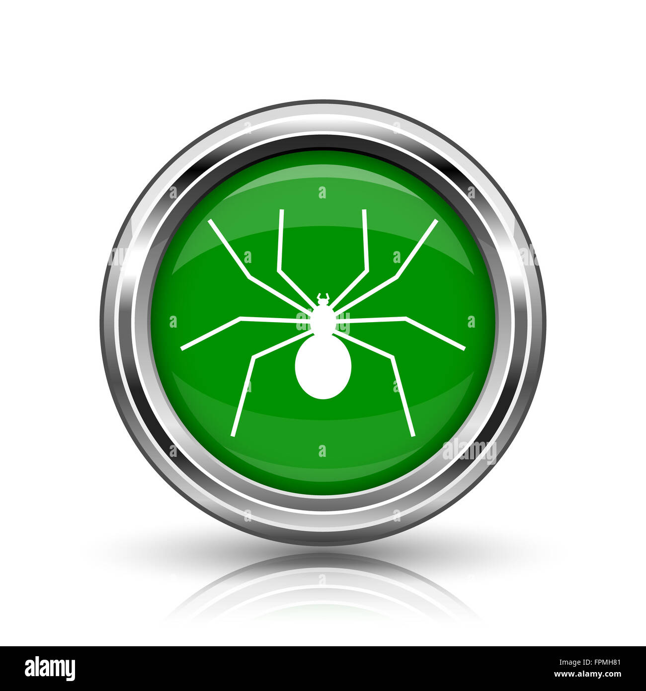 Spider icon. Metallic internet button on white background Stock Photo ...